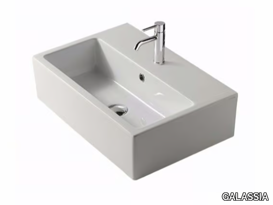 PLUS DESIGN 60 - Countertop rectangular ceramic washbasin _ GALASSIA