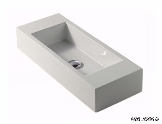 PLUS DESIGN 75 - Countertop rectangular ceramic washbasin _ GALASSIA