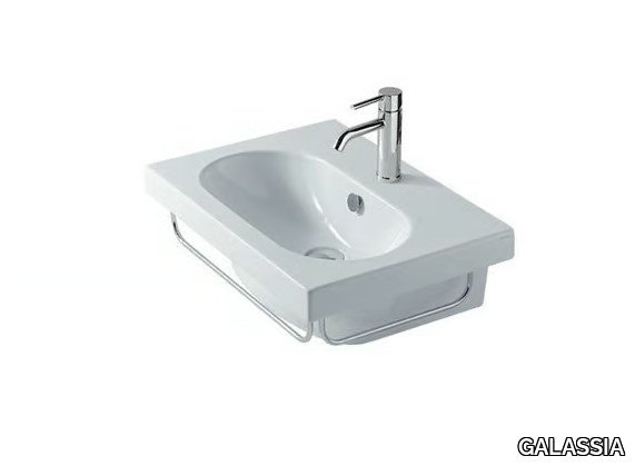 EDEN - 60 CM - Wall-mounted ceramic washbasin with towel rail _ GALASSIA