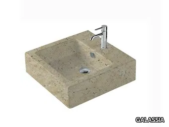 MATERIA 60 - Rectangular travertine washbasin _ GALASSIA