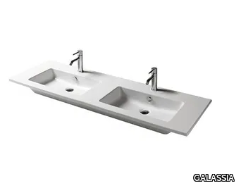 EDEN - 141 CM - Double rectangular ceramic washbasin _ GALASSIA