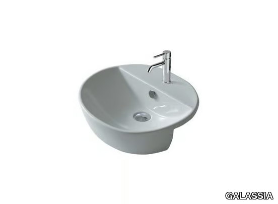 M2 - 50 CM - Semi-inset ceramic washbasin _ GALASSIA