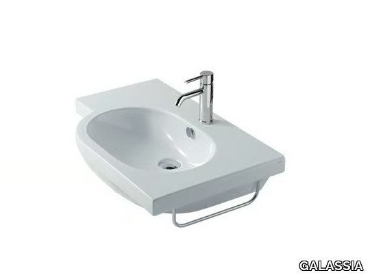 M2 - 75 CM SX - Wall-mounted ceramic washbasin _ GALASSIA