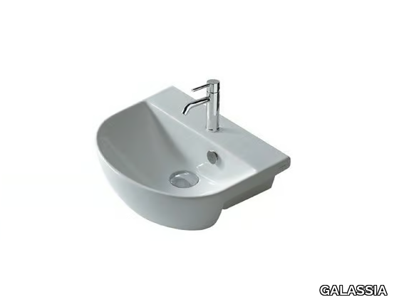 M2 - 35 CM - Semi-inset ceramic washbasin _ GALASSIA