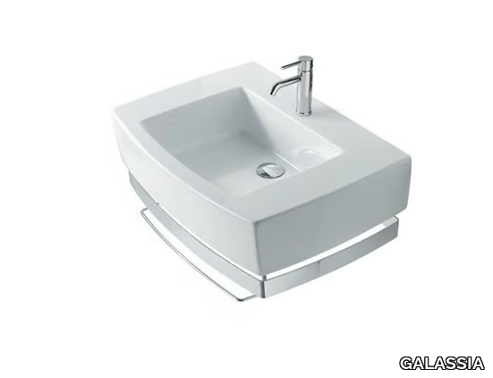 SA.02 70 - Rectangular ceramic washbasin with towel rail _ GALASSIA