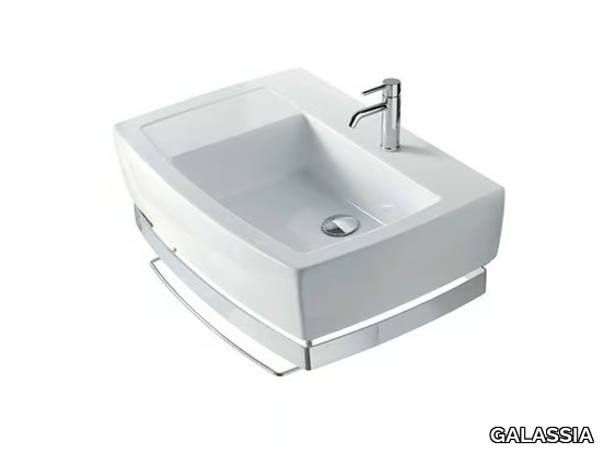 SA.02 70 DX - Rectangular ceramic washbasin with towel rail _ GALASSIA