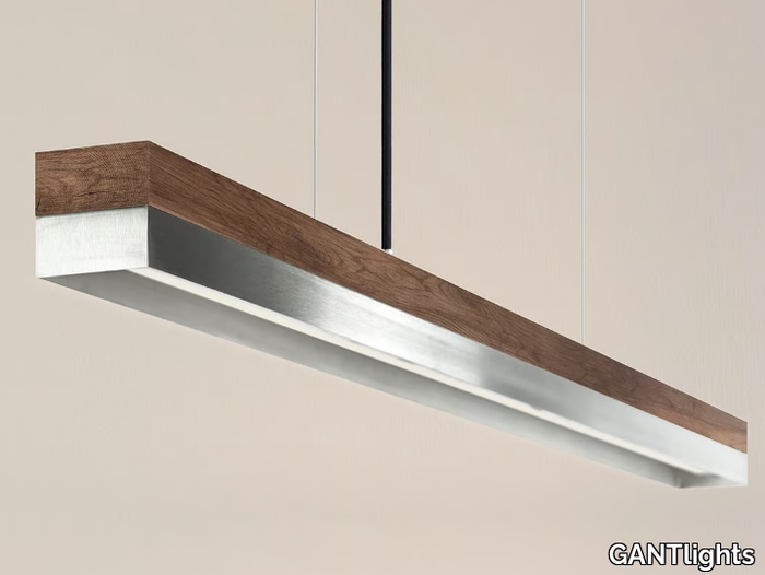 [C1w] STAINLESS STEEL - Stainless steel and walnut pendant lamp _ GANTlights