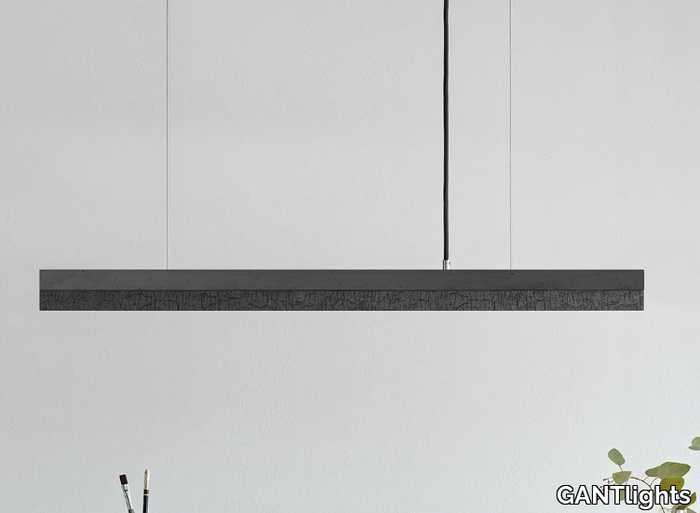 [C2] DARK BURNED WOOD - Cement and wood pendant lamp _ GANTlights