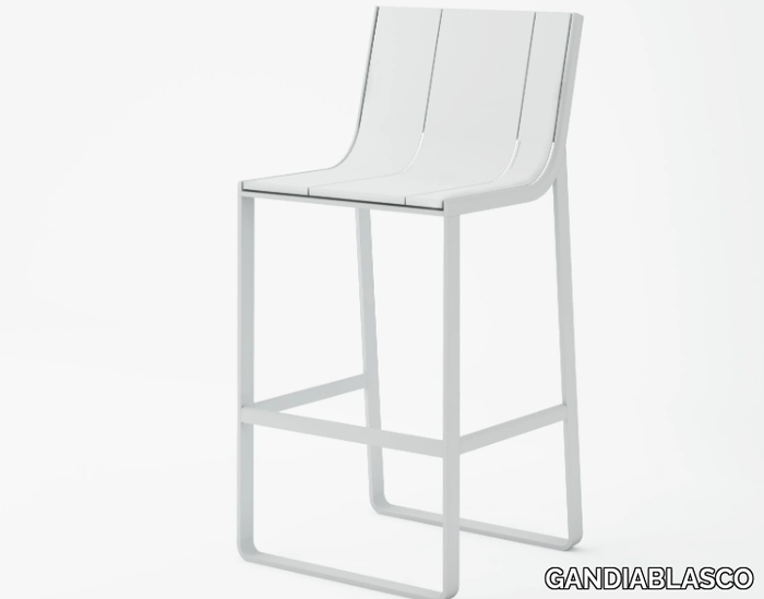 FLAT - Sled base high thermo lacquered aluminium stool with back _ GANDIABLASCO