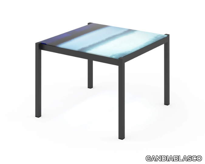 IRIS - Square tempered glass garden side table _ GANDIABLASCO