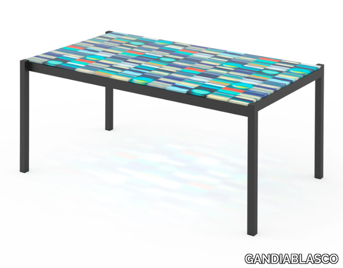 IRIS - Rectangular tempered glass garden table _ GANDIABLASCO