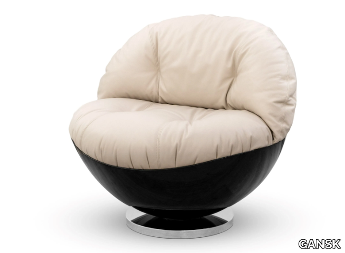 BOLA - Swivel leather armchair with fiberglass structure _ GANSK