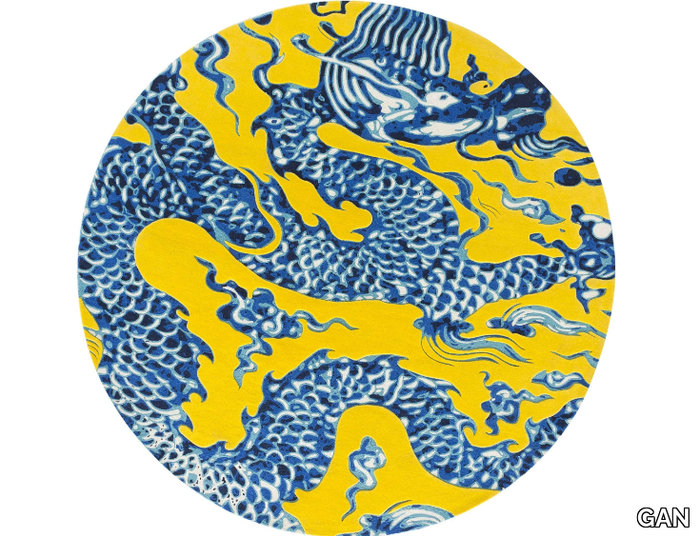 BLUE CHINA AMARILLO - Round wool rug _ GAN