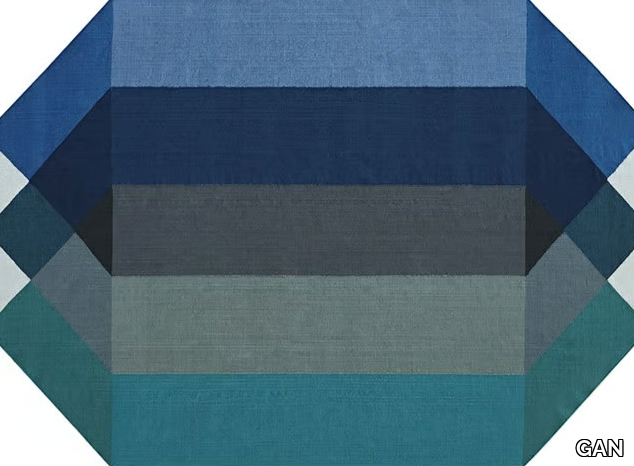 DIAMOND BLUE-GREEN - Recycled PET rug with geometric shapes _ GAN