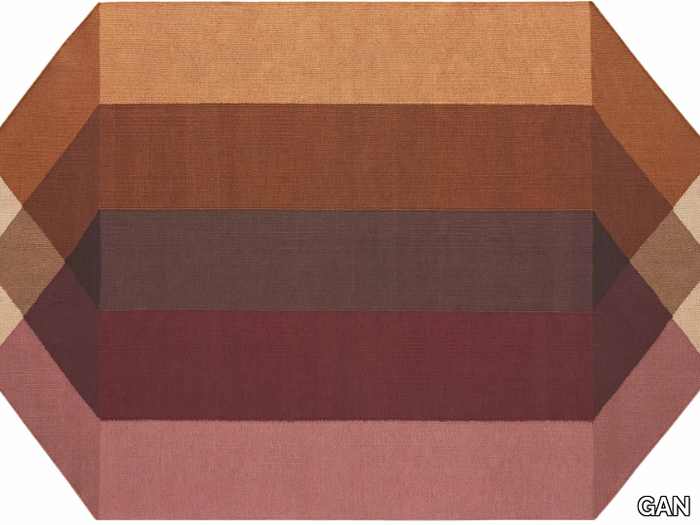 DIAMOND ORANGE-WINE - Recycled PET rug with geometric shapes _ GAN