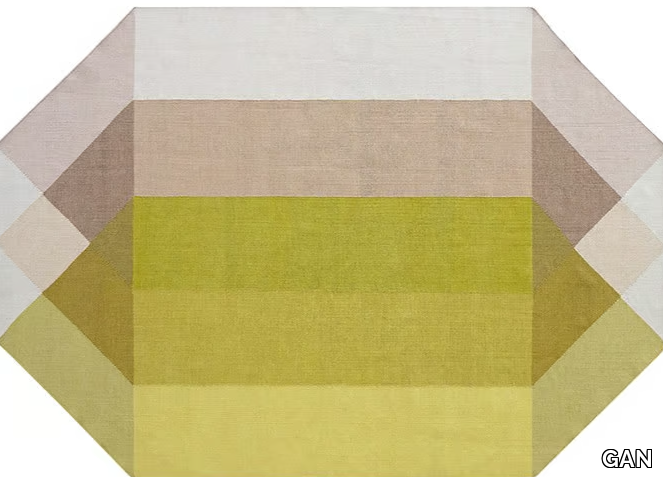 DIAMOND PINK-YELLOW - Recycled PET rug with geometric shapes _ GAN