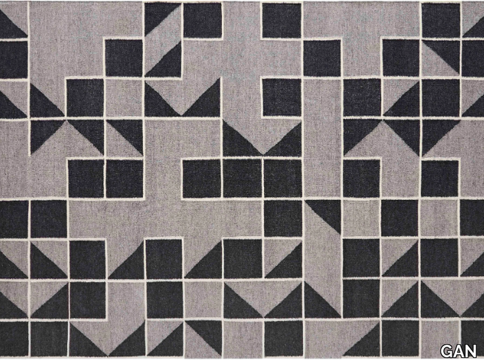 MODICA GREY - Rectangular handmade wool rug with geometric shapes _ GAN