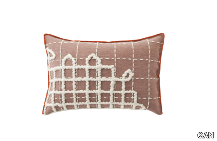 BANDAS A - Rectangular hand embroidered wool cushion _ GAN