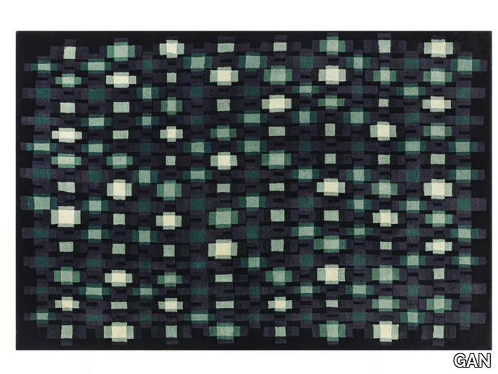 ECHO GREEN - Rectangular wool rug with geometric shapes _ GAN