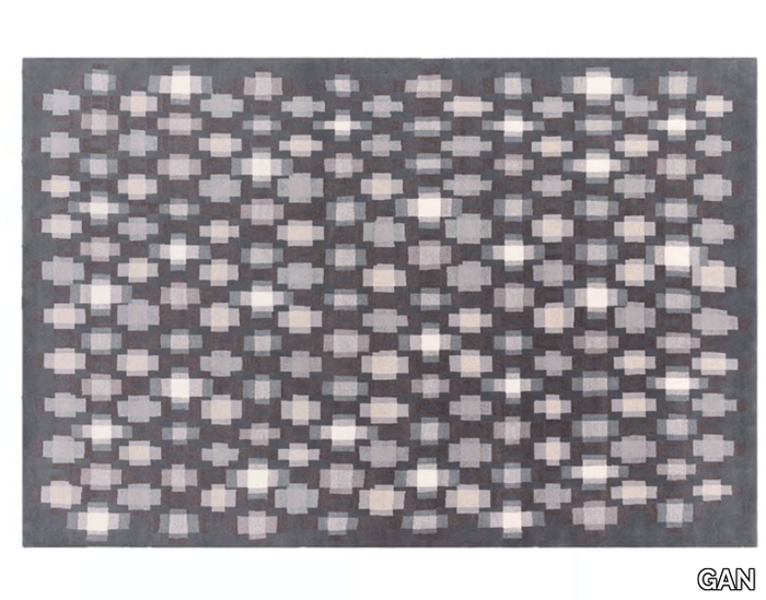 ECHO GREY - Rectangular wool rug with geometric shapes _ GAN