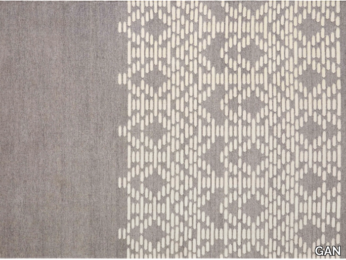 THAY GREY - Rectangular handmade wool rug with geometric shapes _ GAN