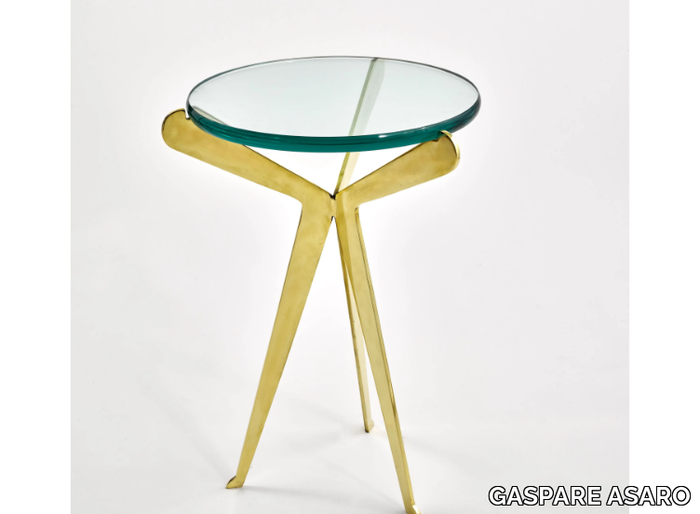 FIORE - Round brass coffee table and glass top _ GASPARE ASARO