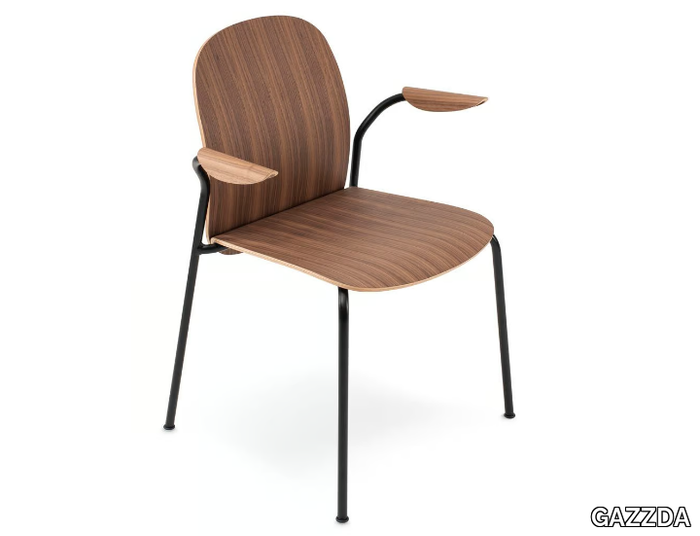 BOOK - Stackable walnut chair with armrests _ GAZZDA