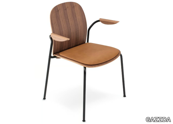 BOOK - Stackable walnut chair with integrated cushion _ GAZZDA