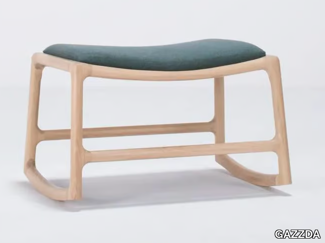 DEDO - Sled base fabric and oak footstool _ GAZZDA