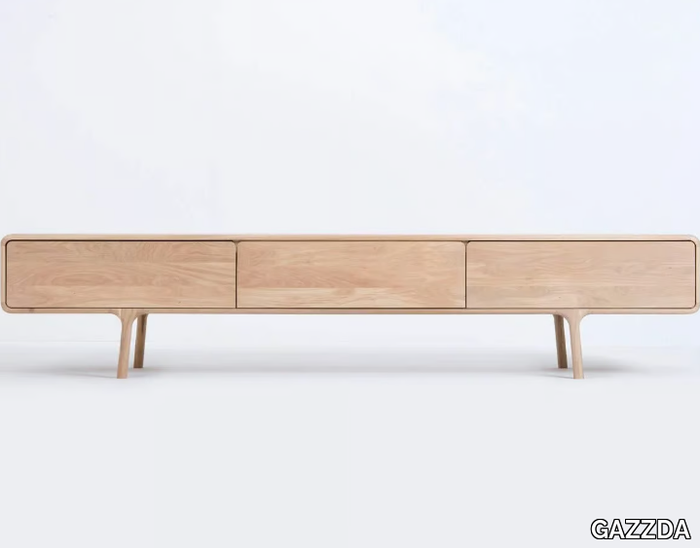 FAWN - Low oak TV cabinet with drawers _ GAZZDA