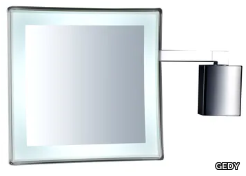A602 - Square wall-mounted shaving mirror with integrated lighting _ GEDY