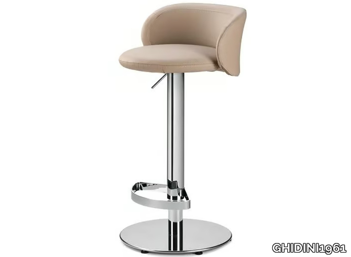 HILLARY - Swivel leather stool with back _ GHIDINI1961