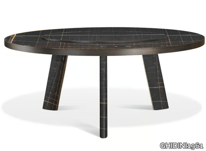 NATIVE - Round Sahara Noir marble table with Lazy Susan _ GHIDINI1961