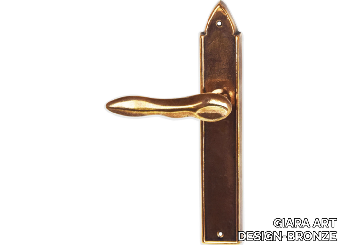 MOSSA - Bronze door handle on back plate _ GIARA ART DESIGN-BRONZE