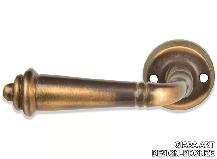 PERLA GRANDE - Bronze door handle on rose _ GIARA ART DESIGN-BRONZE