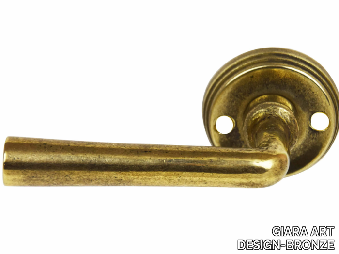 CONE - Brass door handle on rose _ GIARA ART DESIGN-BRONZE