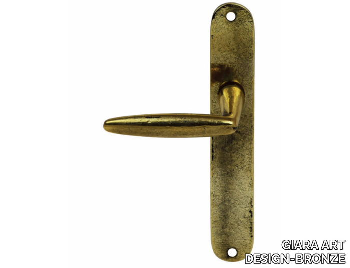 WING - Brass door handle on back plate _ GIARA ART DESIGN-BRONZE