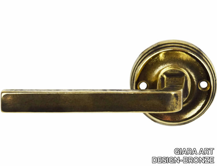 MILA - Brass door handle on rose _ GIARA ART DESIGN-BRONZE