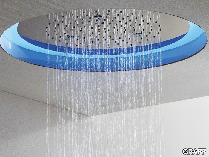 AQUA SENSE - Built-in stainless steel rain shower with chromotherapy _ GRAFF