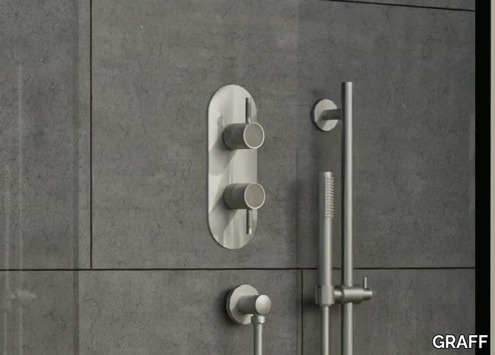 CAMEO - Chromed brass shower mixer with plate _ GRAFF