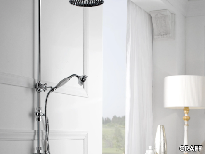 ADLEY - Shower panel with hand shower with overhead shower _ GRAFF