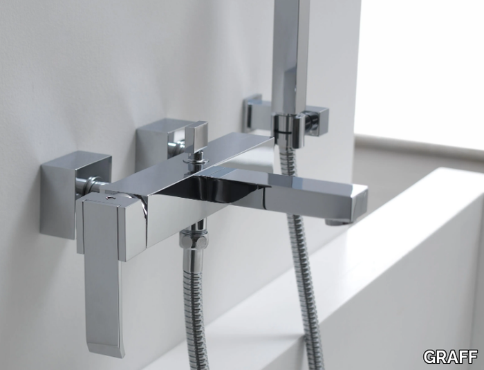 QUBIC - Wall-mounted bathtub set with hand shower _ GRAFF