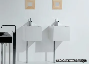 OZ 42 - Wall-mounted square ceramic washbasin _ GSG Ceramic Design