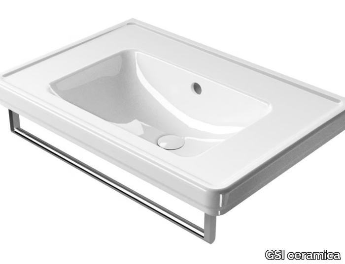 CLASSIC 75 - Wall-mounted rectangular washbasin _ GSI ceramica