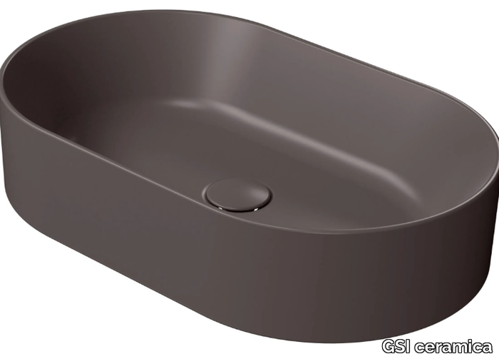 COLOR ELEMENTS 60X37 - Countertop oval ceramic washbasin _ GSI ceramica