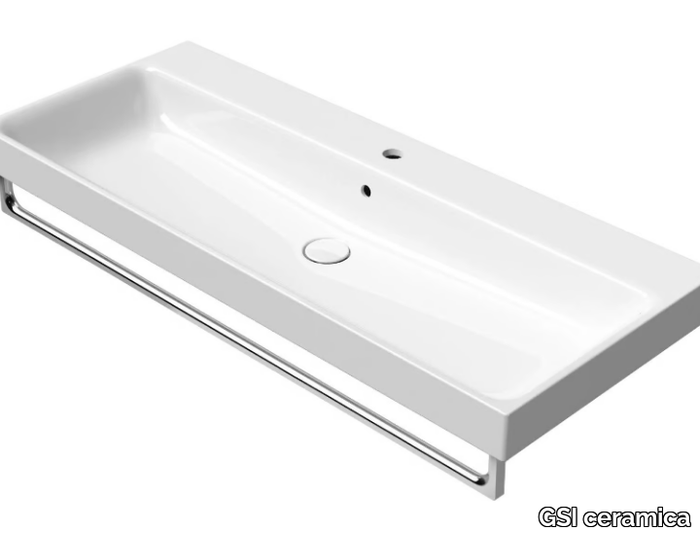 NUBES 120X50 - Rectangular ceramic washbasin with towel rail _ GSI ceramica