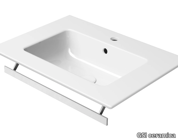 PURA 62X46 - Rectangular washbasin with towel rail _ GSI ceramica