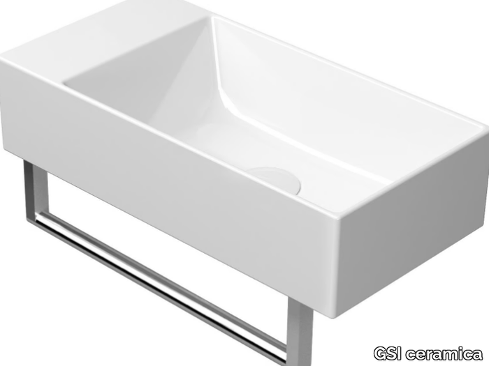 KUBE X 50X25 - Rectangular ceramic handrinse basin _ GSI ceramica