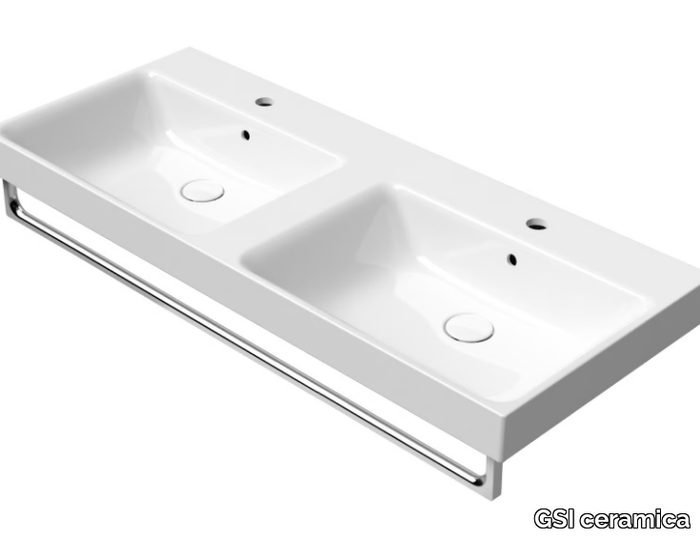 NUBES 125X50 - Inset double ceramic washbasin with overflow _ GSI ceramica