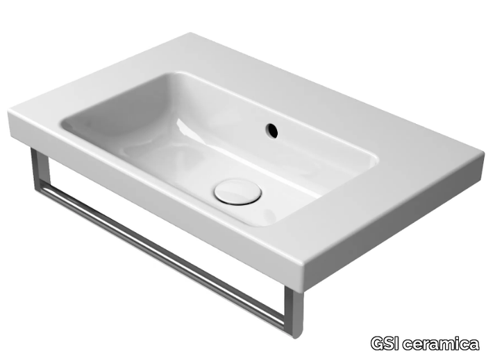 NORM 60X40 - Rectangular single ceramic washbasin with towel rail _ GSI ceramica